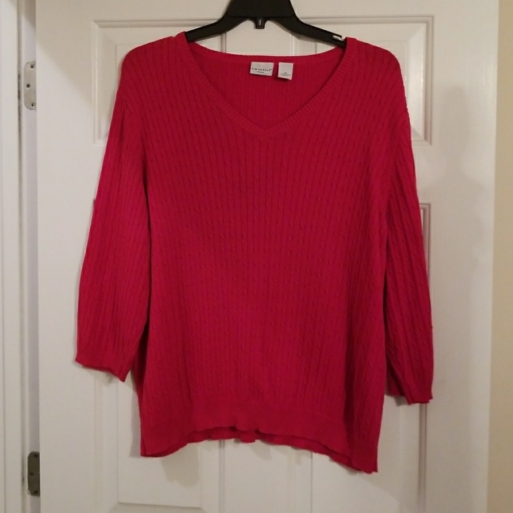 Kim Rogers cable knit v neck sweater